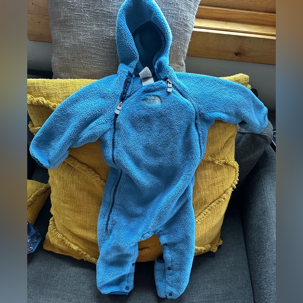 North Face Fleece Bunting Blue 6-12month